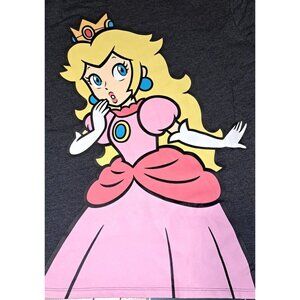 Super Mario Womens Large Black T-Shirt  Nintendo Princess NEW